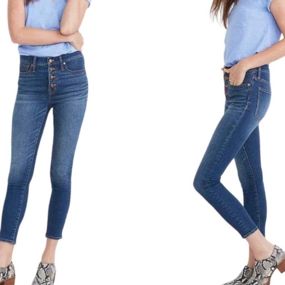 Madewell Denim - Madewell 10" High Riser Exposed Button Fly Skinny Jeans size 27 Frayed Hem